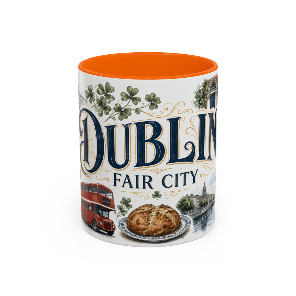 Dublin Coffee Mug | Ireland Travel Souvenir | Vintage Illustrated City Gift | 11 oz 15 oz Accent Mug