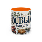 Dublin Coffee Mug | Ireland Travel Souvenir | Vintage Illustrated City Gift | 11 oz 15 oz Accent Mug