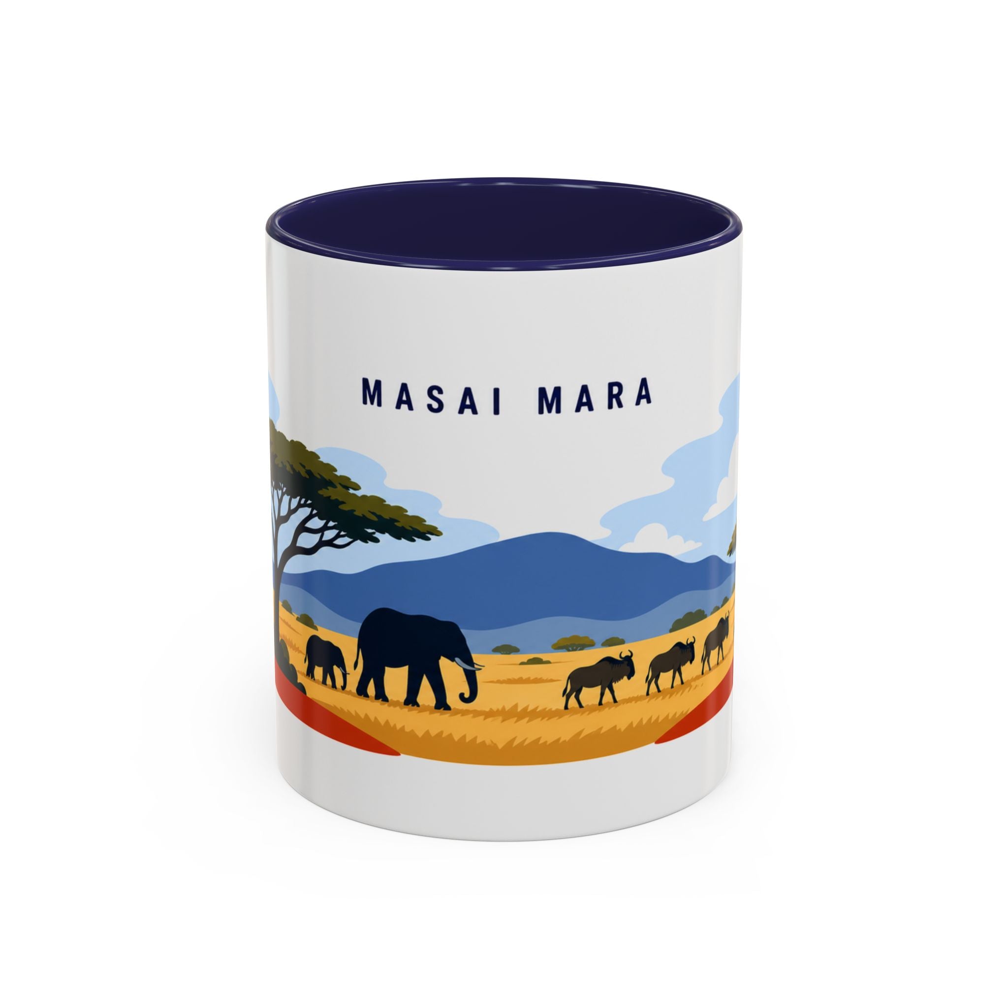 Masai Mara Coffee Mug | Travel Destination Souvenir Gift | Accent Color Ceramic 11oz 15oz