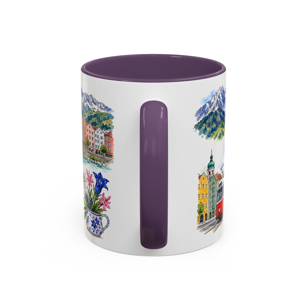 Innsbruck Illustrated Travel Mug | City Souvenir Accent Coffee Mug | 11oz 15oz Ceramic Cup