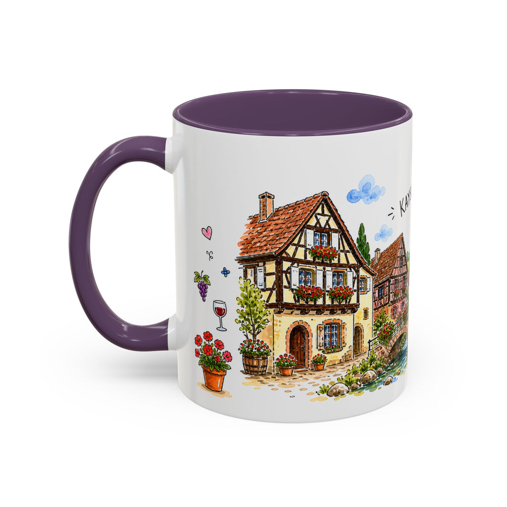 Kaysersberg Illustrated Travel Mug | France Souvenir Accent Coffee Mug | 11oz 15oz Ceramic Cup