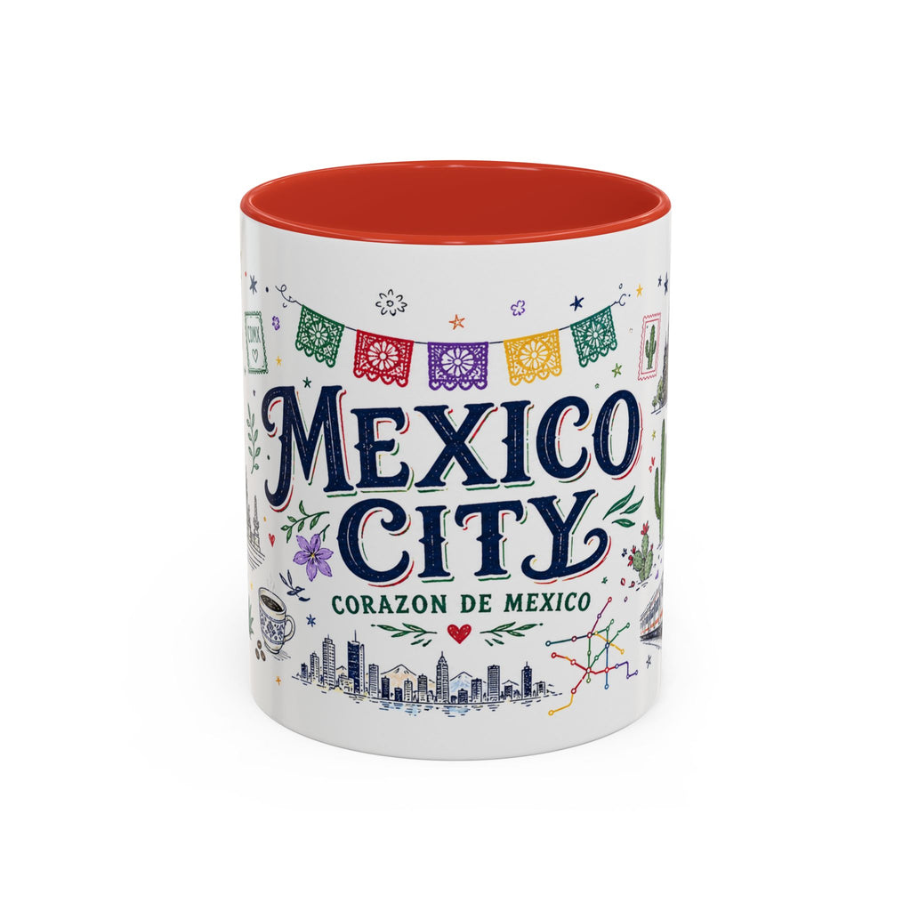 Mexico City Coffee Mug | Mexico Souvenir Travel Gift | Accent Color Ceramic 11oz 15oz