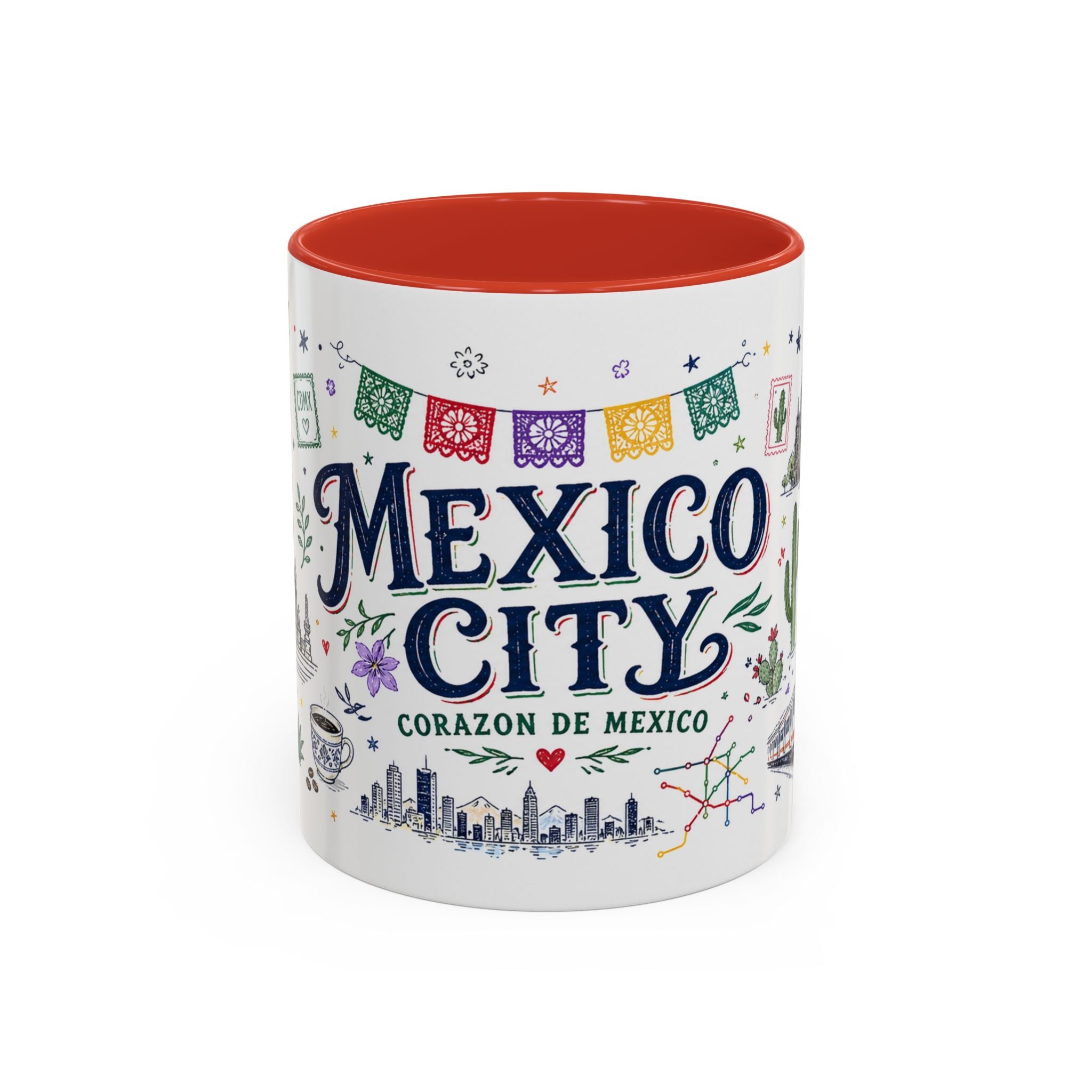 Mexico City Coffee Mug | Mexico Souvenir Travel Gift | Accent Color Ceramic 11oz 15oz