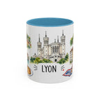 Lyon Illustrated Travel Mug | City Souvenir Accent Coffee Mug | 11oz 15oz Ceramic Cup