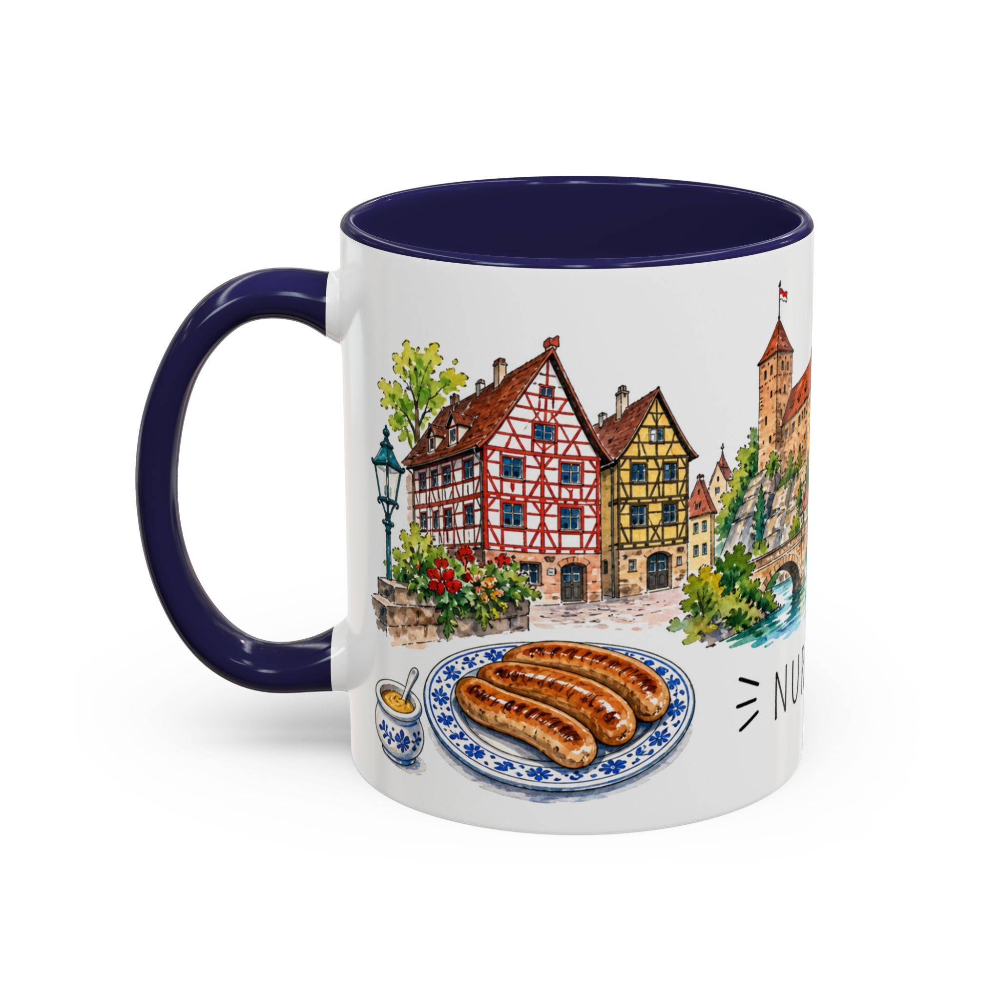Nuremberg Illustrated Travel Mug | City Souvenir Accent Coffee Mug | 11oz 15oz Ceramic Cup