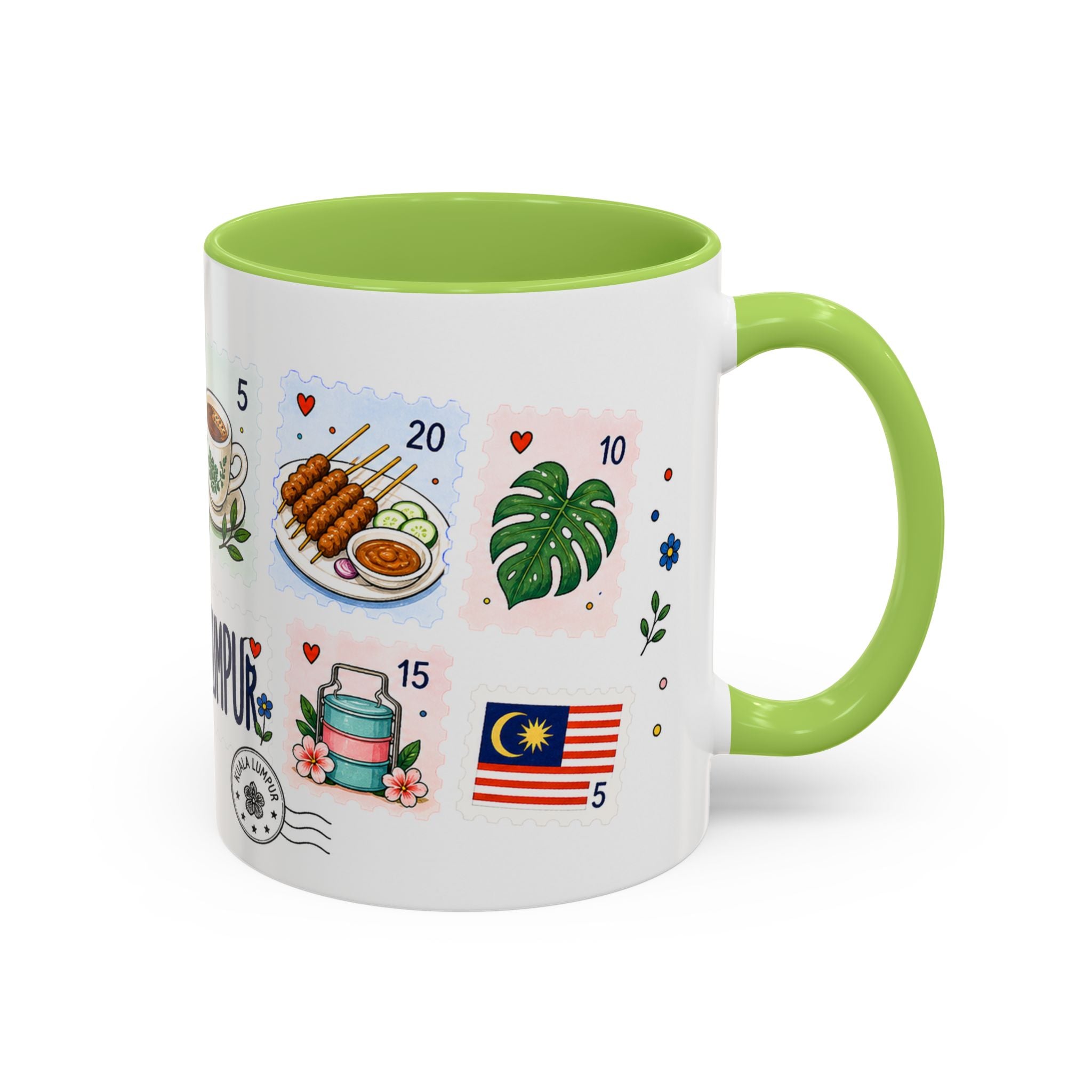 Kuala Lumpur Coffee Mug | Postage Stamp Collage Mug | Travel Souvenir Accent Cup 11oz 15oz