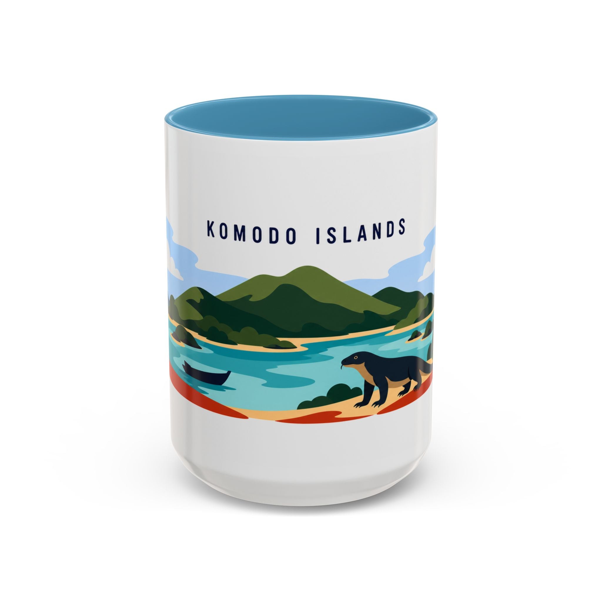 Komodo Islands Coffee Mug | Travel Destination Souvenir Gift | Accent Color Ceramic 11oz 15oz