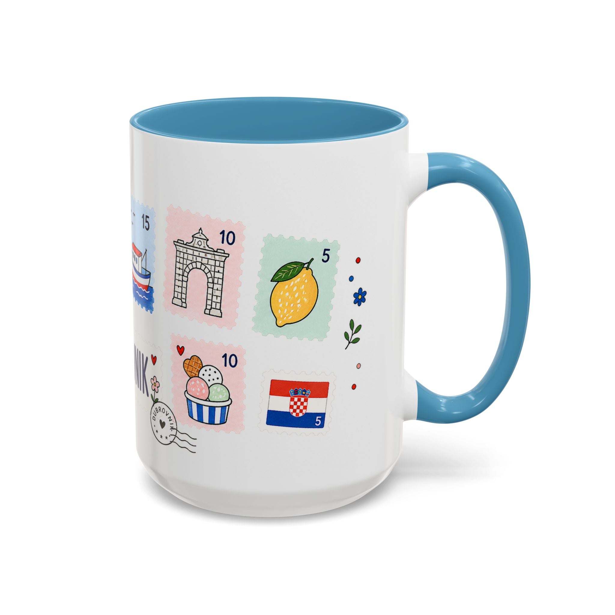 Dubrovnik Coffee Mug | Postage Stamp Collage Mug | Travel Souvenir Accent Cup 11oz 15oz