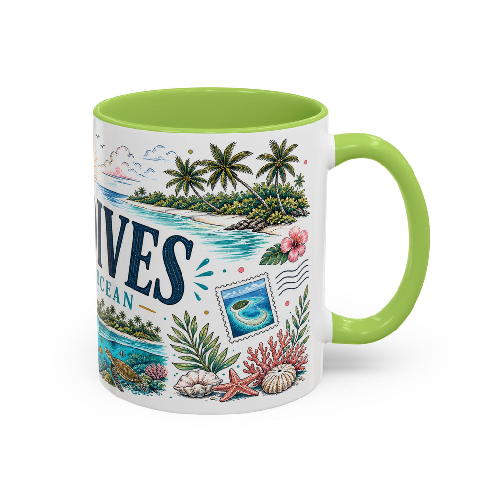 Maldives Coffee Mug | Travel Destination Souvenir Gift | Accent Color Ceramic 11oz 15oz
