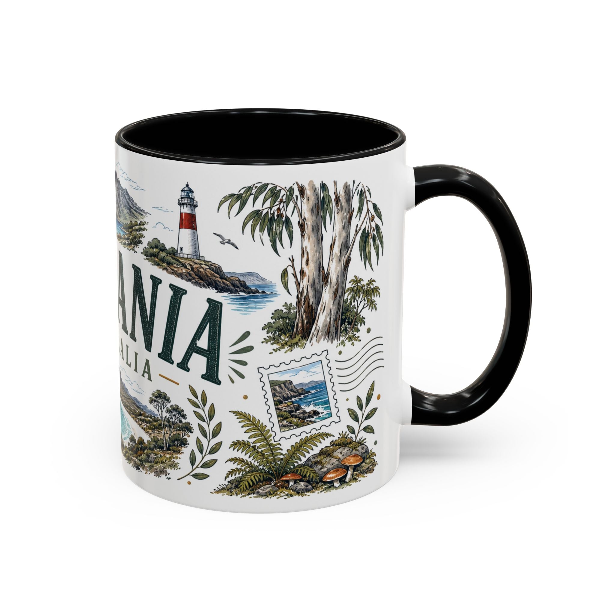 Tasmania Coffee Mug | Travel Destination Souvenir Gift | Accent Color Ceramic 11oz 15oz