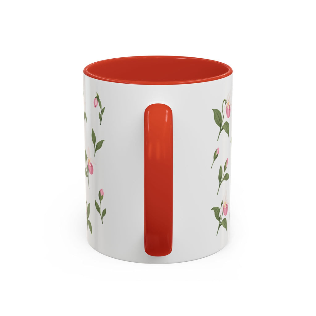 Minnesota Pink and White Lady Slipper Mug, State Flower Floral Coffee Cup, 11oz Botanical Gift