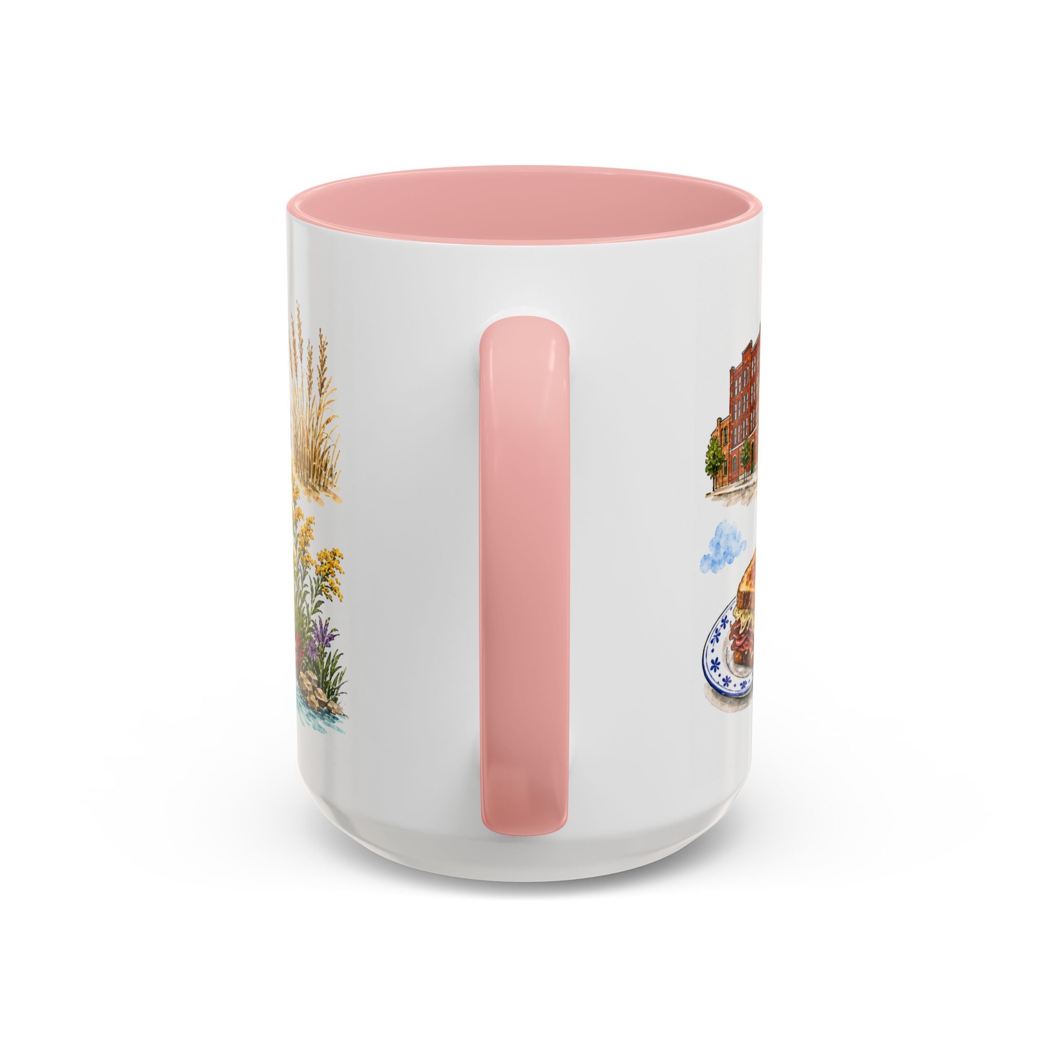 Lincoln Illustrated Travel Mug | City Souvenir Accent Coffee Mug | 11oz 15oz Ceramic Cup
