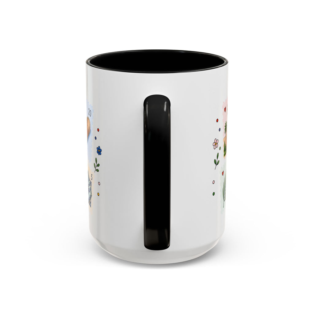 Fez Coffee Mug | Postage Stamp Collage Mug | Travel Souvenir Accent Cup 11oz 15oz