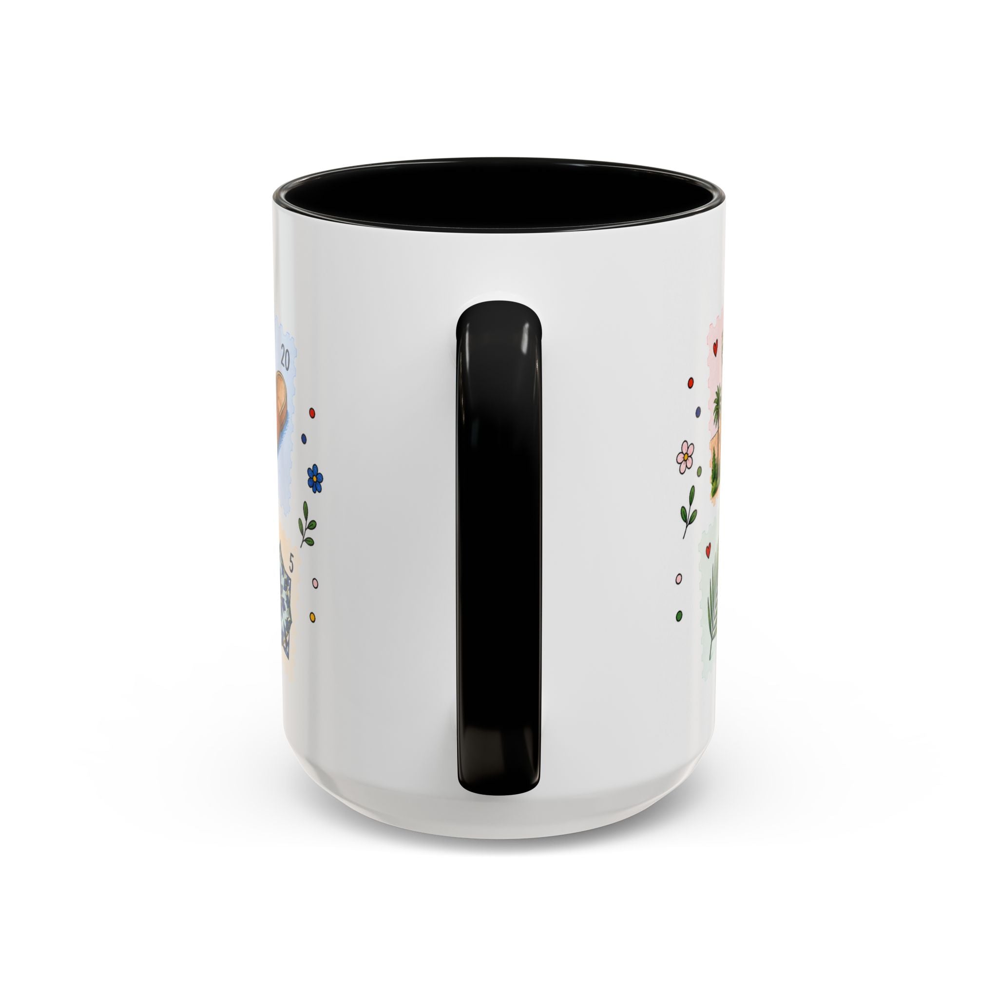 Fez Coffee Mug | Postage Stamp Collage Mug | Travel Souvenir Accent Cup 11oz 15oz