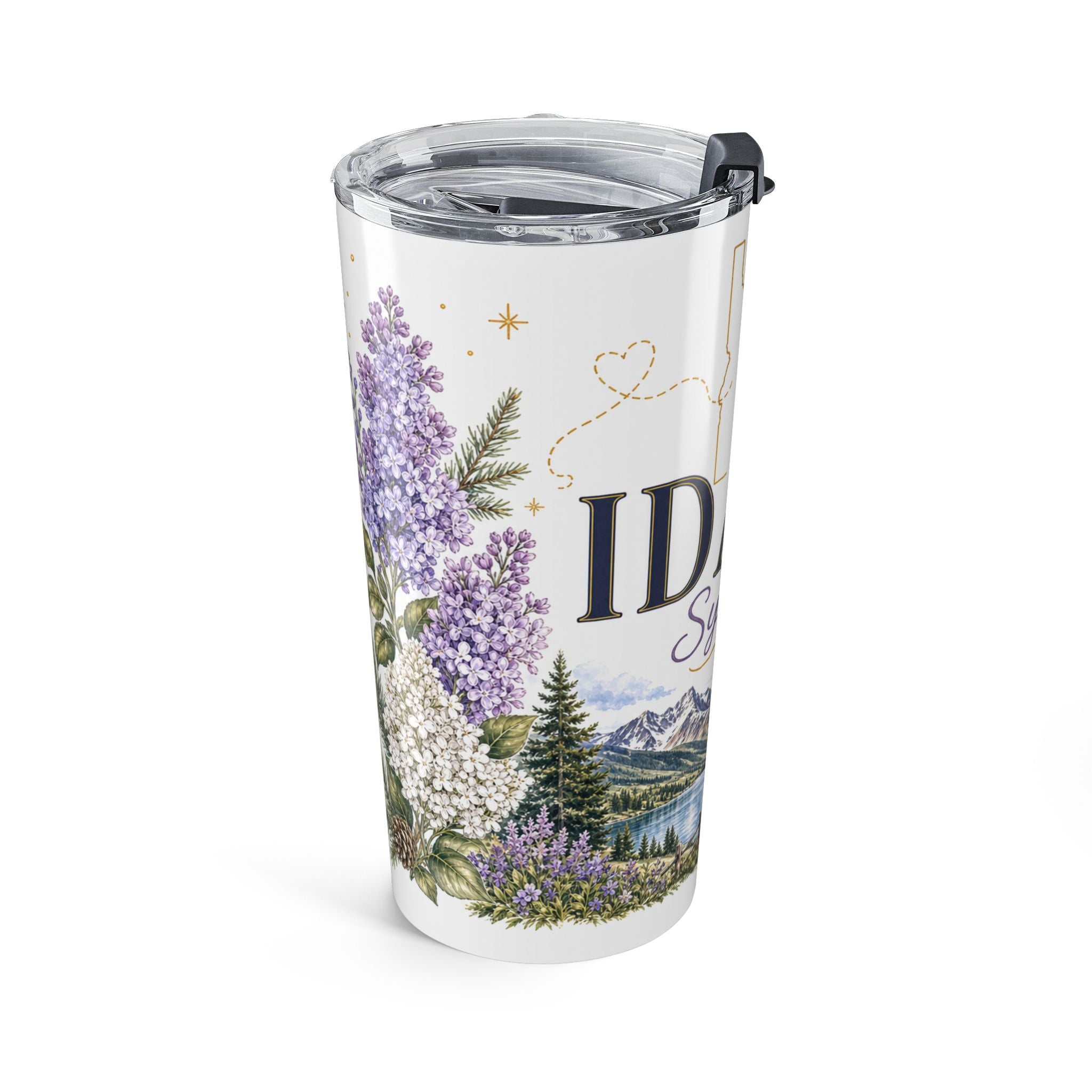 Idaho State Flower 20oz Tumbler | Syringa Botanical State Flower Gift | Insulated Stainless Steel Travel Cup