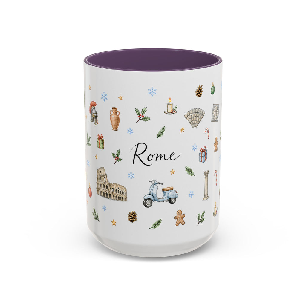 Rome Christmas Mug | Watercolor City Souvenir | Ceramic Coffee Cup