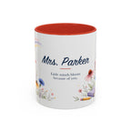 Personalized Kindergarten Teacher Mug | Custom Name Wildflower Rainbow Cup | Back to School Gift