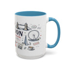 London Coffee Mug | England Souvenir Travel Gift | Accent Color Ceramic 11oz 15oz
