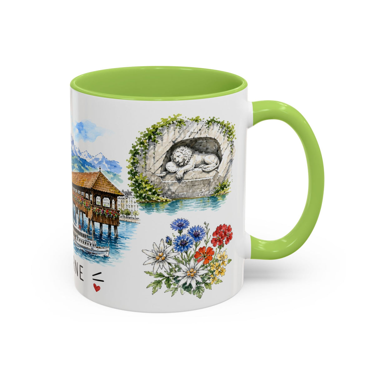 Lucerne Illustrated Travel Mug | City Souvenir Accent Coffee Mug | 11oz 15oz Ceramic Cup