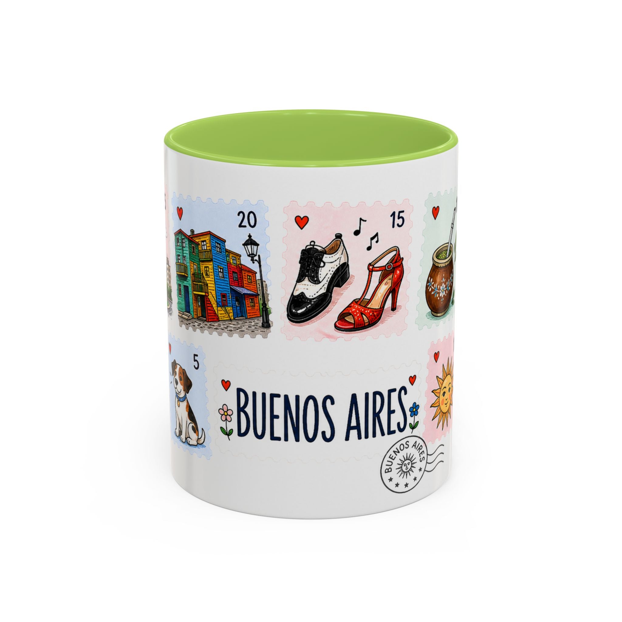 Buenos Aires Coffee Mug | Postage Stamp Collage Mug | Travel Souvenir Accent Cup 11oz 15oz
