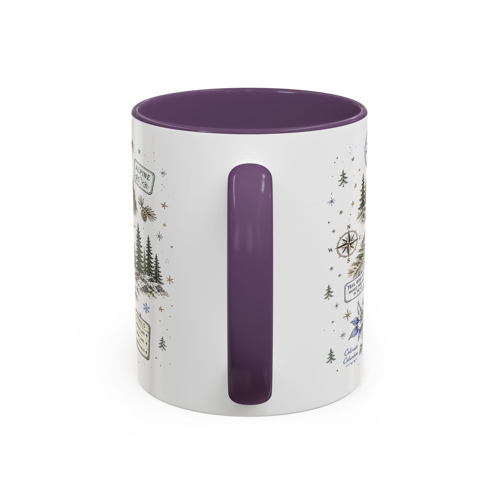 Rocky Mountain Coffee Mug | National Park Hiking Camping Gift | Accent Color Ceramic 11oz 15oz