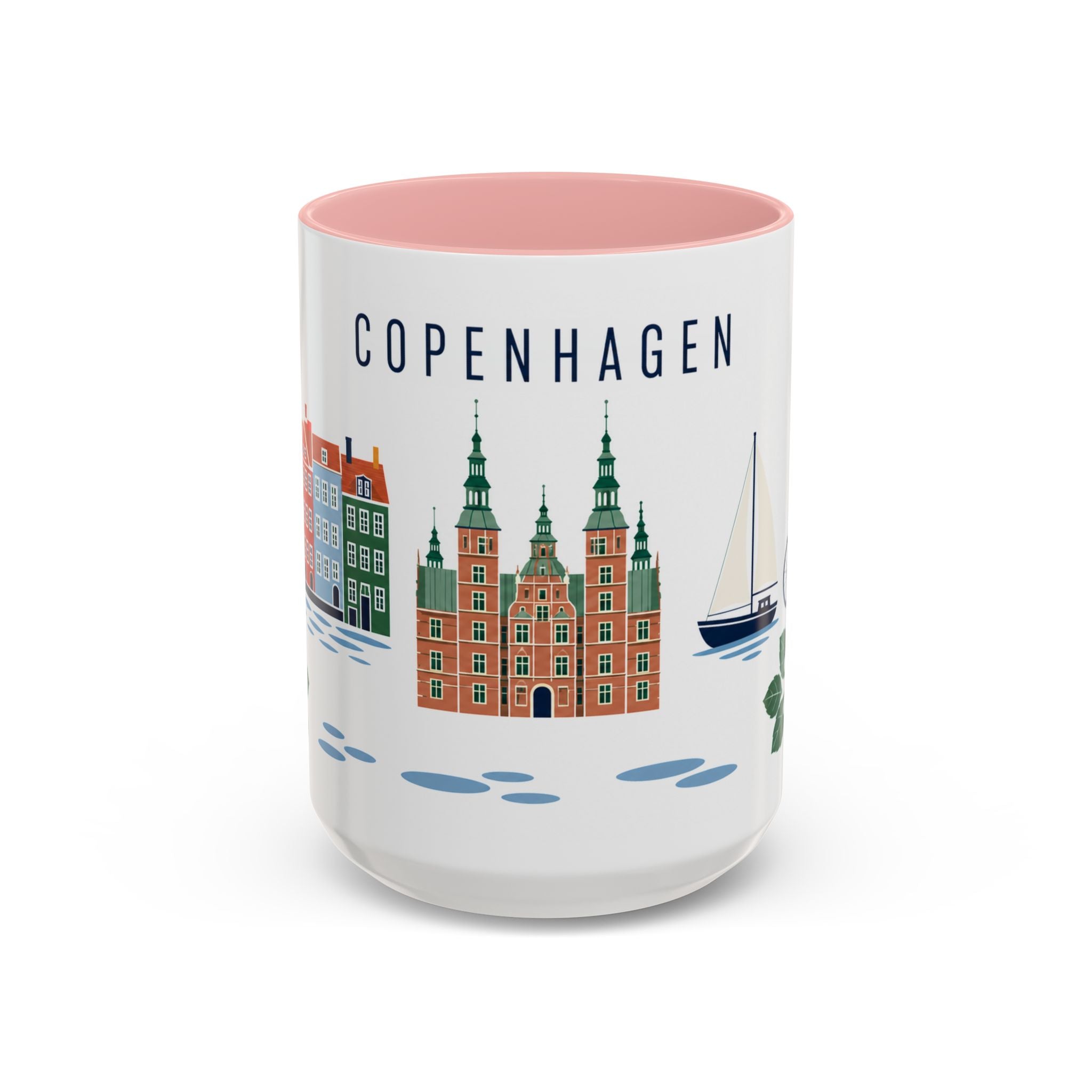 Copenhagen Coffee Mug | Denmark Travel Souvenir | Porcelain Decal City Gift | 11oz 15oz Accent Mug