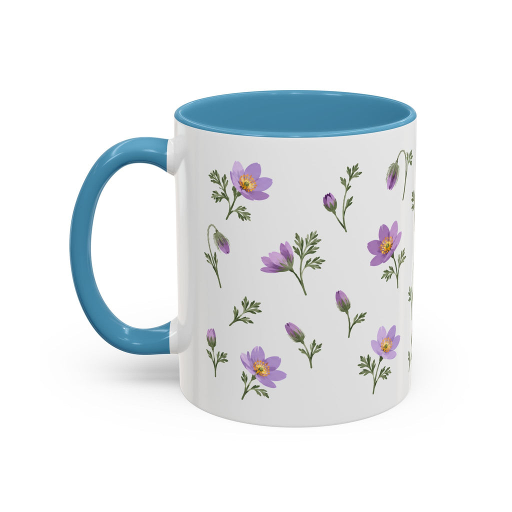 South Dakota Pasque Flower Mug, State Flower Floral Coffee Cup, 11oz Botanical Gift