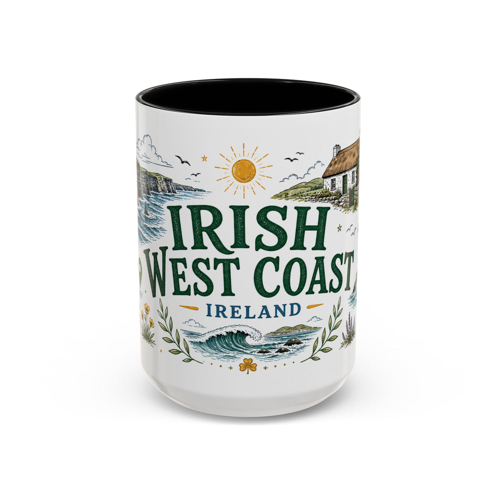 Irish West Coast Coffee Mug | Travel Destination Souvenir Gift | Accent Color Ceramic 11oz 15oz