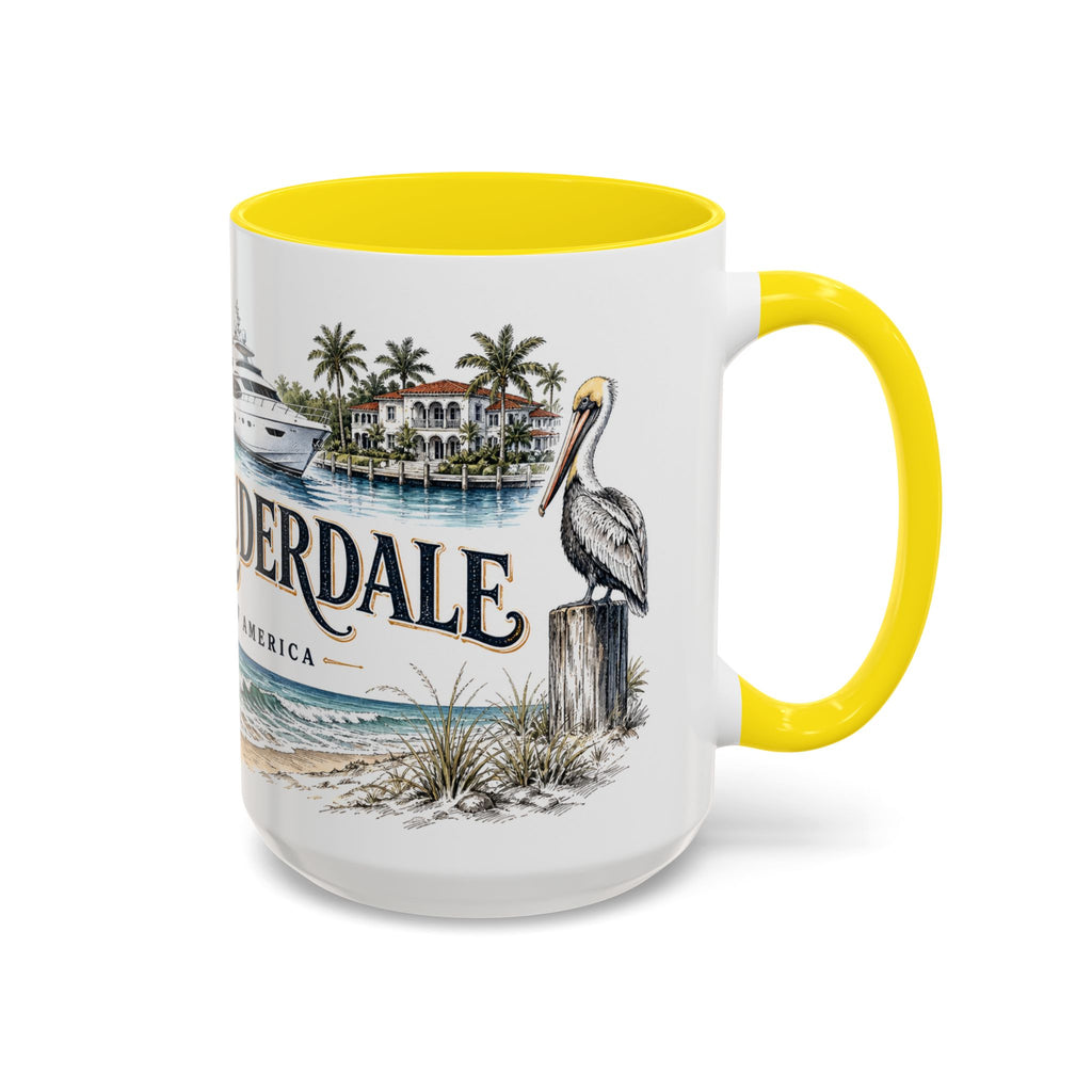 Fort Lauderdale Coffee Mug | United States Travel Souvenir | Vintage Illustrated City Gift | 11 oz 15 oz Accent Mug