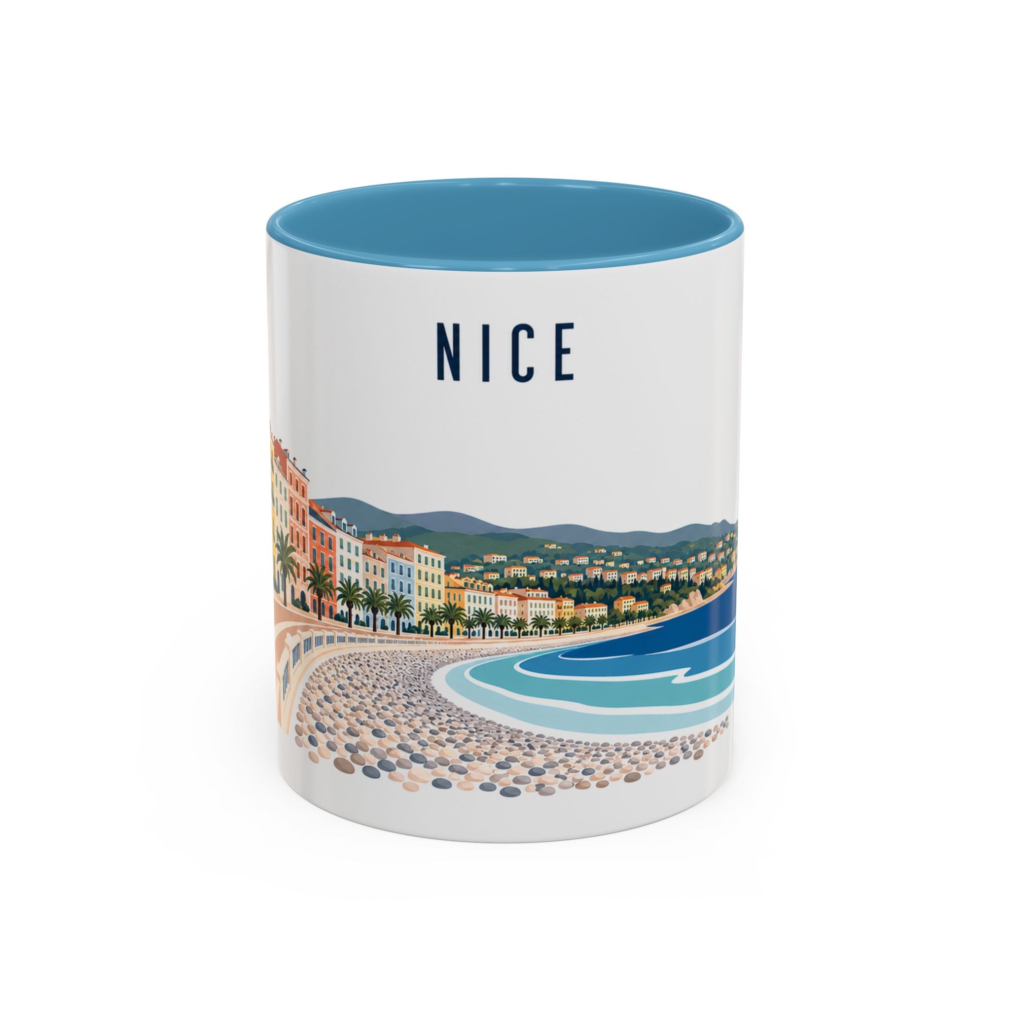 Nice Coffee Mug | France Travel Souvenir | Porcelain Decal City Gift | 11oz 15oz Accent Mug