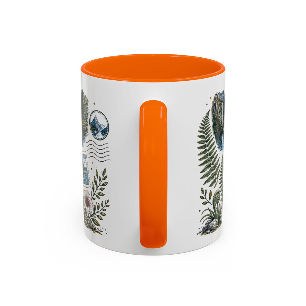 New Zealand South Island Coffee Mug | Travel Destination Souvenir Gift | Accent Color Ceramic 11oz 15oz