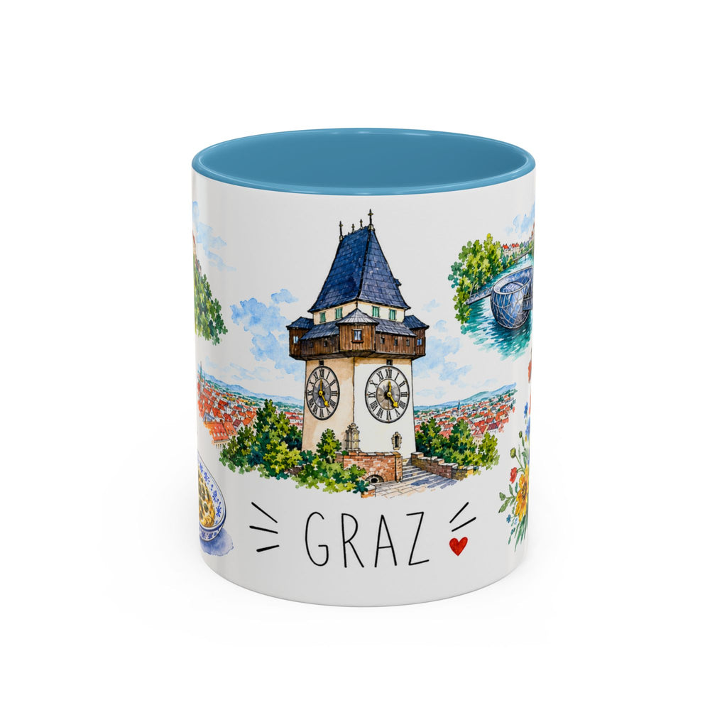 Graz Illustrated Travel Mug | City Souvenir Accent Coffee Mug | 11oz 15oz Ceramic Cup