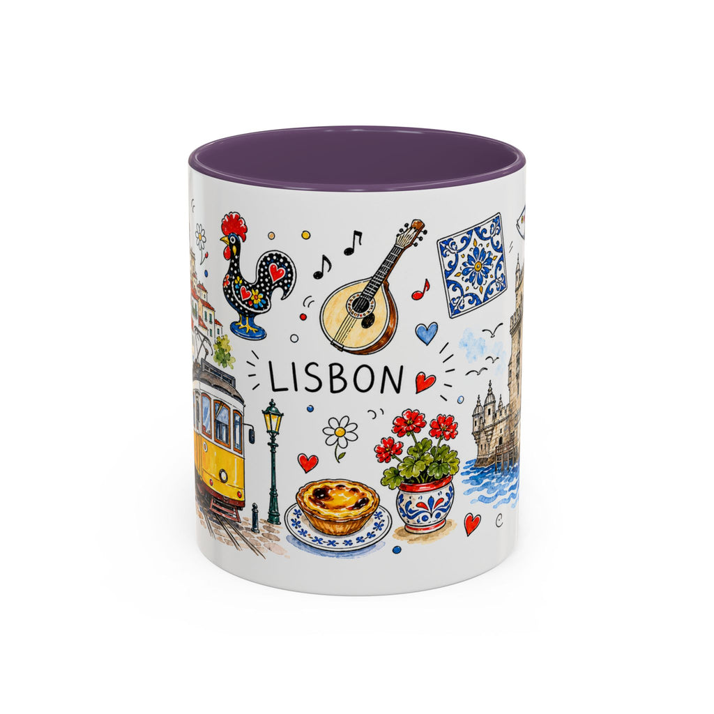 Lisbon Travel Mug | European City Souvenir Accent Coffee Mug | 11oz 15oz Ceramic Cup