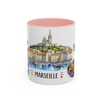 Marseille Illustrated Travel Mug | City Souvenir Accent Coffee Mug | 11oz 15oz Ceramic Cup