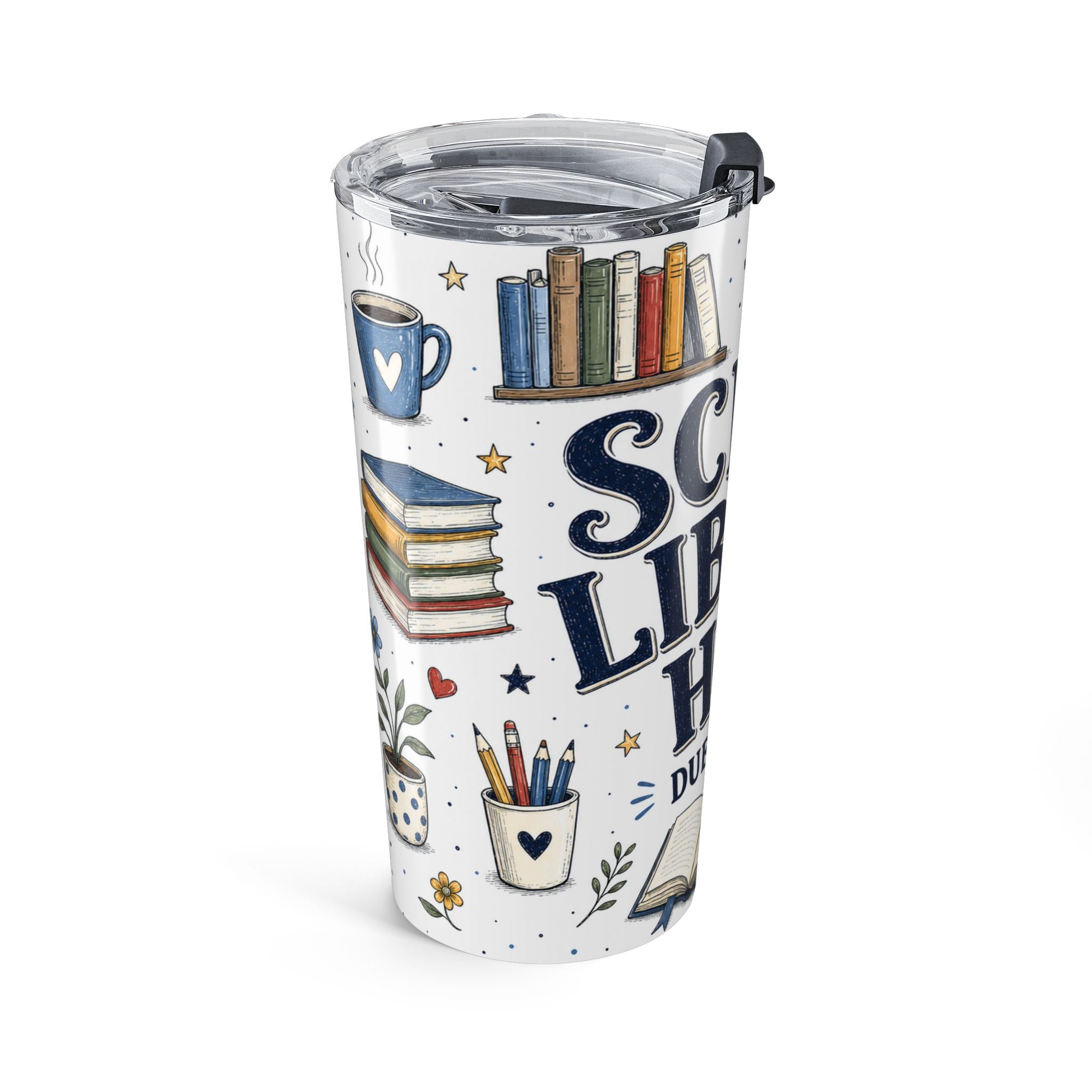School Library Hero 20oz Tumbler | Due Date Hero | Insulated Stainless Steel Travel Cup