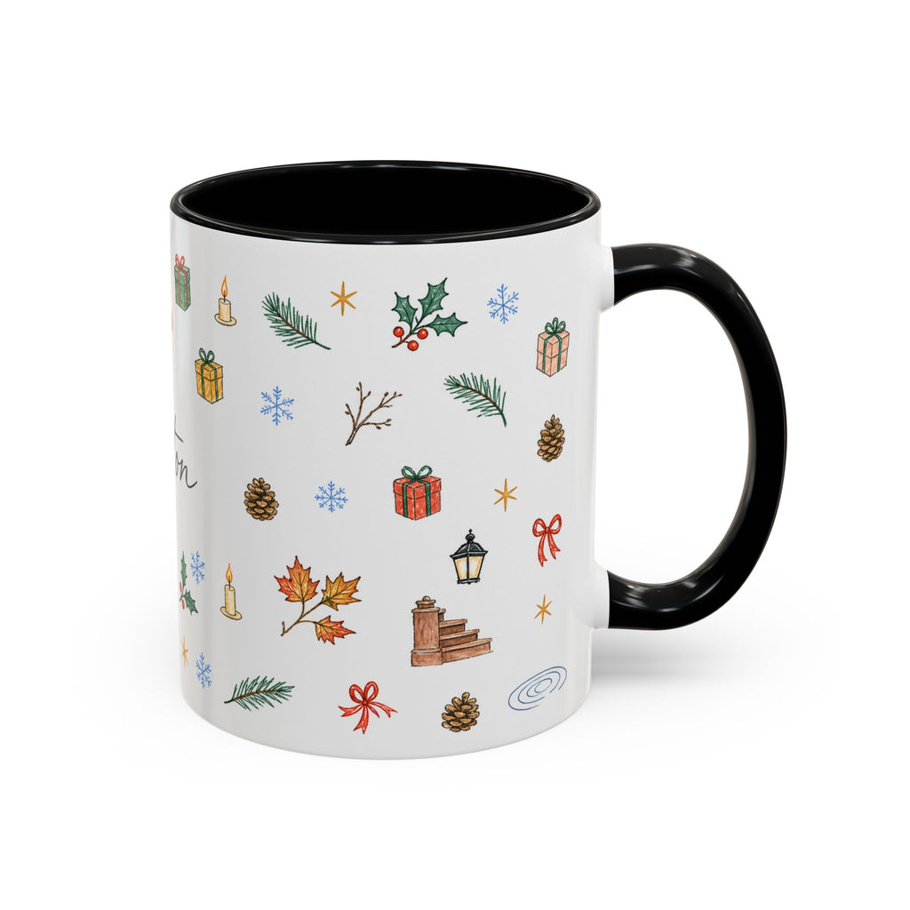 Boston Christmas Mug | Watercolor Travel Souvenir | Holiday Gift | Accent Ceramic Coffee Cup 11oz 15oz