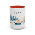 Doha Coffee Mug | Qatar Travel Souvenir | Porcelain Decal City Gift | 11oz 15oz Accent Mug