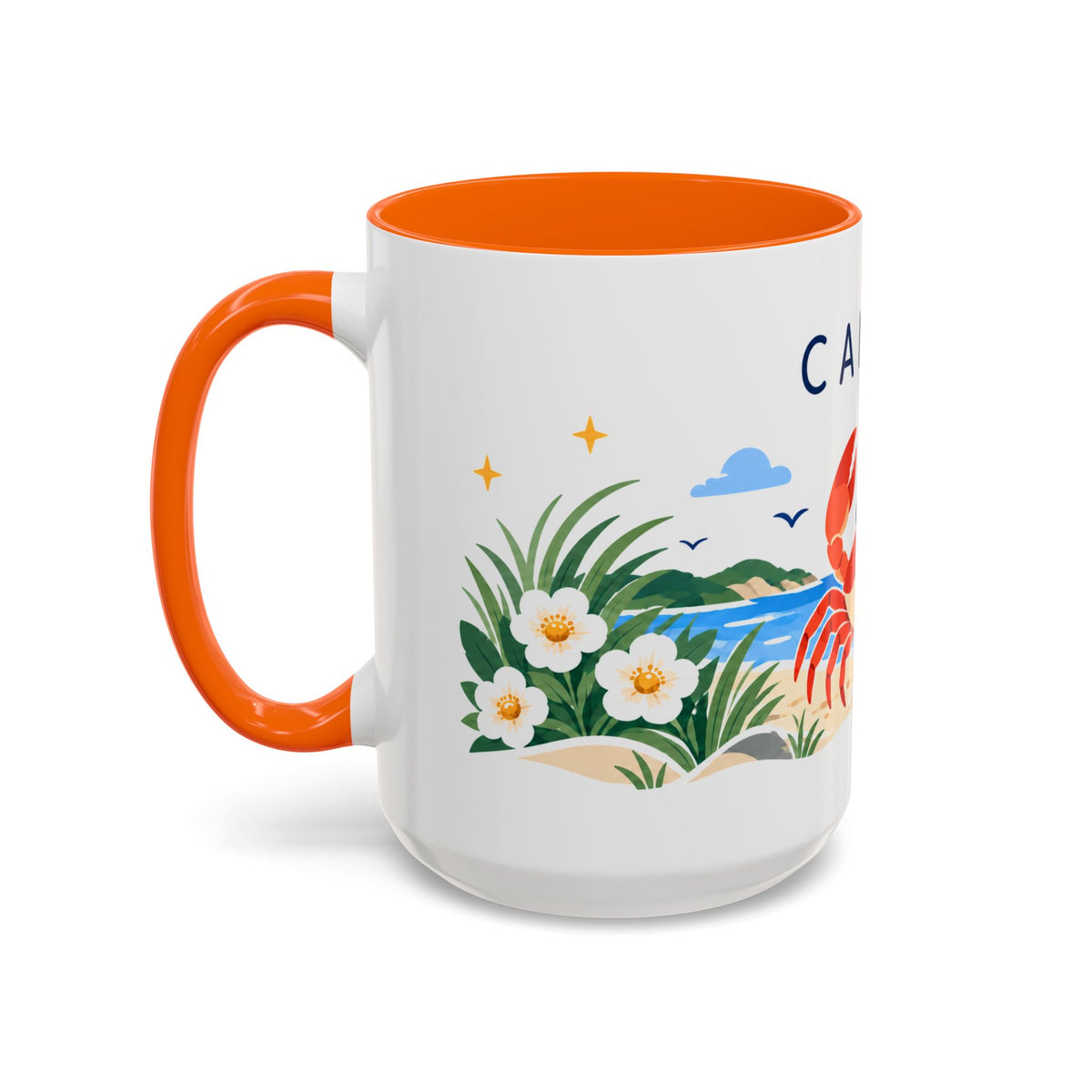 Cancer Zodiac Coffee Mug | Crab and Coastal Design | Astrology Birthday Gift | 11 oz 15 oz Ceramic Accent Mug