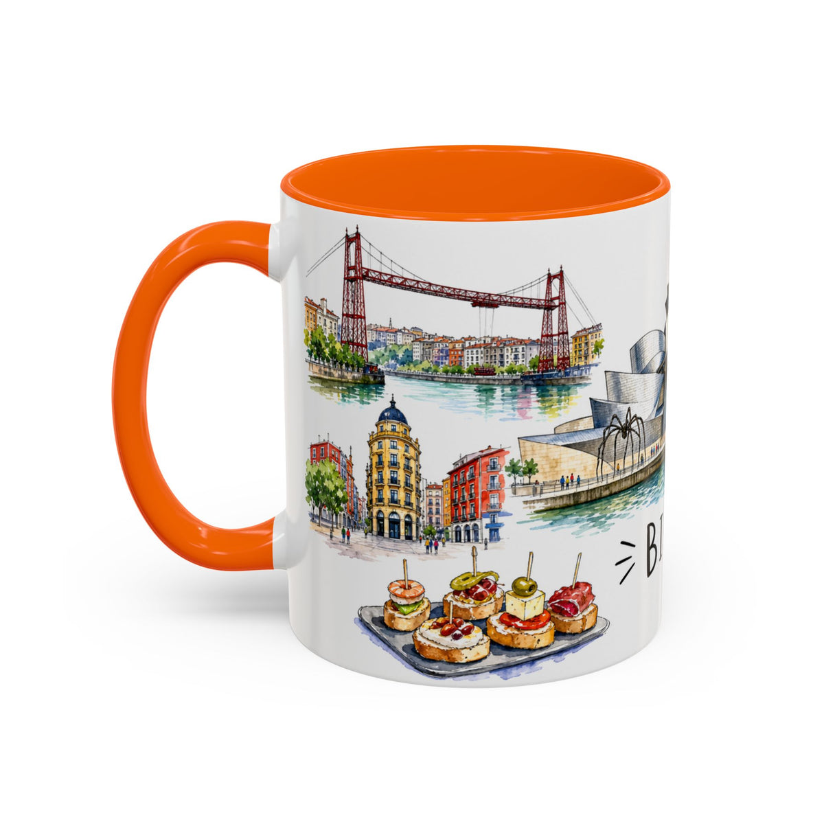 Bilbao Illustrated Travel Mug | City Souvenir Accent Coffee Mug | 11oz 15oz Ceramic Cup