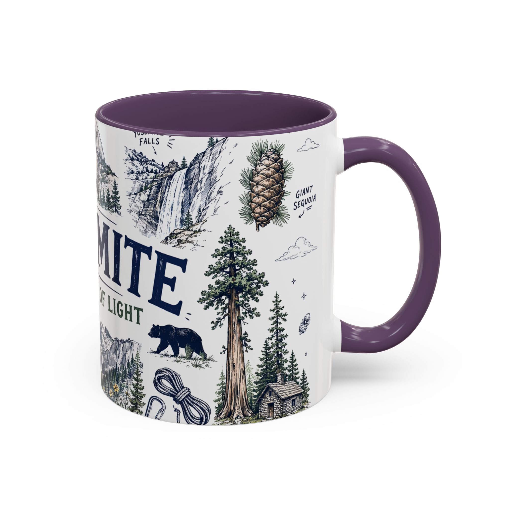 Yosemite National Park Coffee Mug | Hiking Camping Nature Gift | Accent Color Ceramic 11oz 15oz