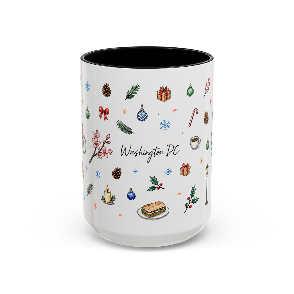 Washington DC Christmas Mug | Watercolor City Souvenir | Ceramic Coffee Cup 11oz 15oz