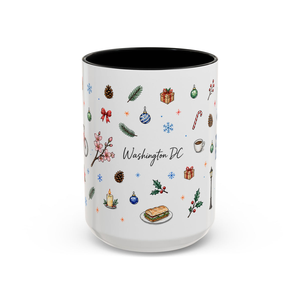 Washington DC Christmas Mug | Watercolor City Souvenir | Ceramic Coffee Cup 11oz 15oz
