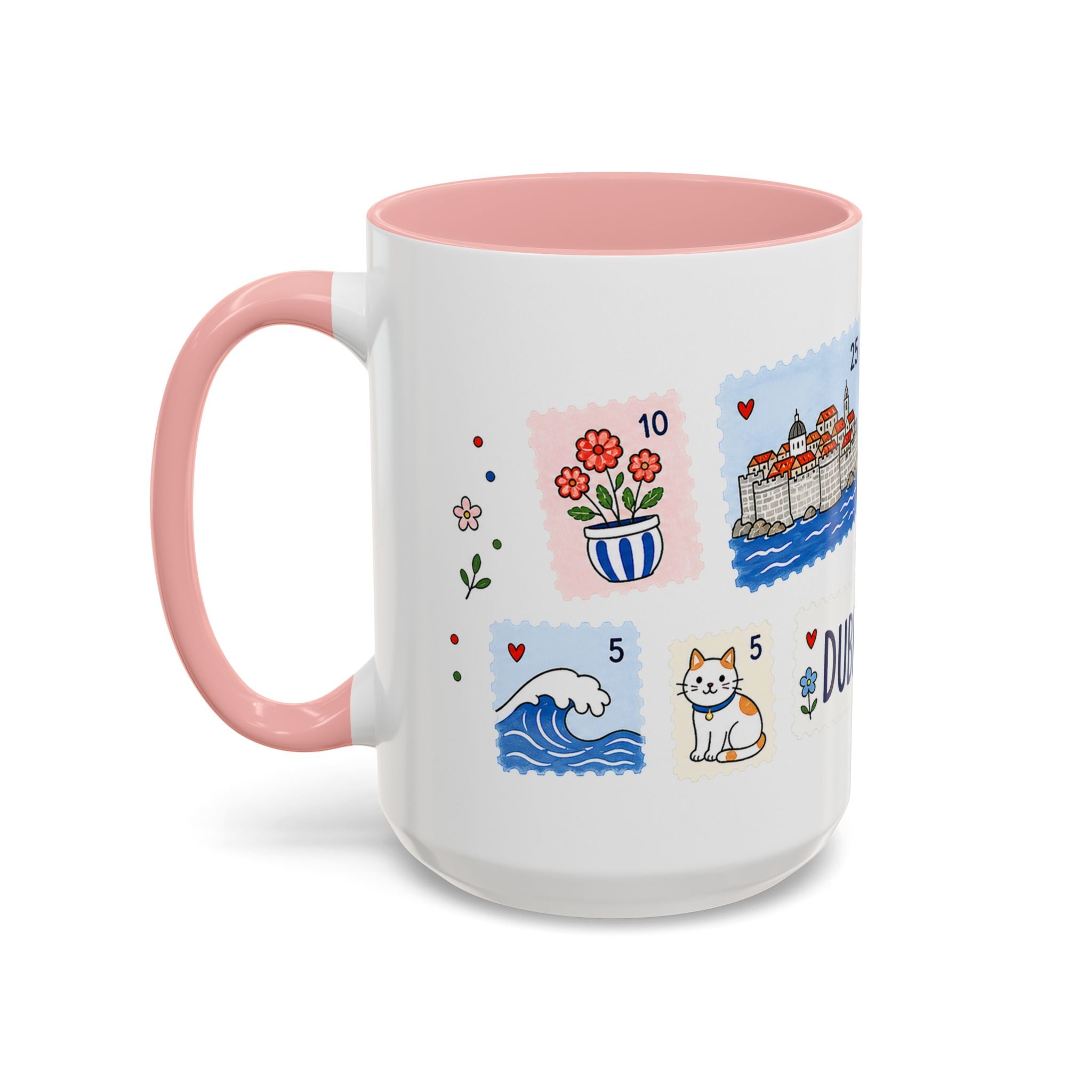 Dubrovnik Coffee Mug | Postage Stamp Collage Mug | Travel Souvenir Accent Cup 11oz 15oz
