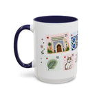 Fez Coffee Mug | Postage Stamp Collage Mug | Travel Souvenir Accent Cup 11oz 15oz