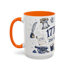 America 250 Coffee Mug | 1776-2026 Patriotic 4th of July Gift | Accent Color Ceramic 11oz 15oz