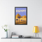 Egypt Pyramids Egypt Framed Poster | Vintage Travel Wall Art | Black Walnut White Frame | 16x24 20x30