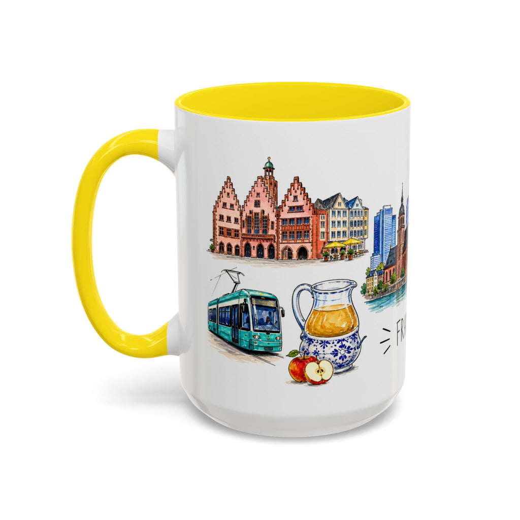 Frankfurt Illustrated Travel Mug | City Souvenir Accent Coffee Mug | 11oz 15oz Ceramic Cup