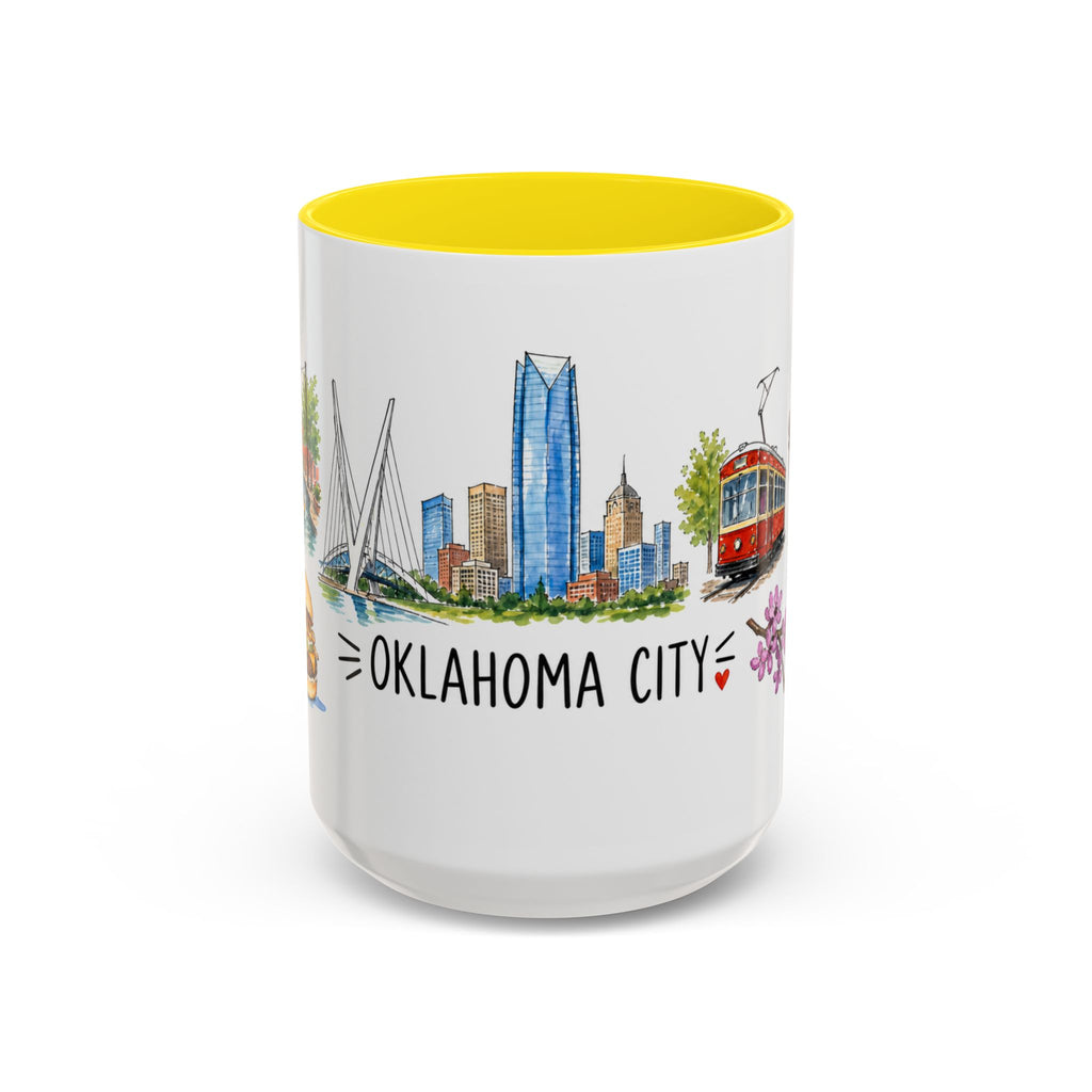 Oklahoma City Illustrated Travel Mug | City Souvenir Accent Coffee Mug | 11oz 15oz Ceramic Cup