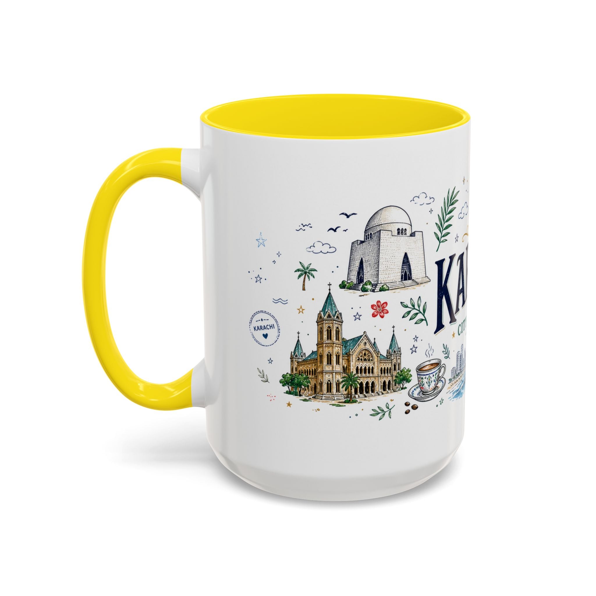 Karachi Coffee Mug | Pakistan Souvenir Travel Gift | Accent Color Ceramic 11oz 15oz
