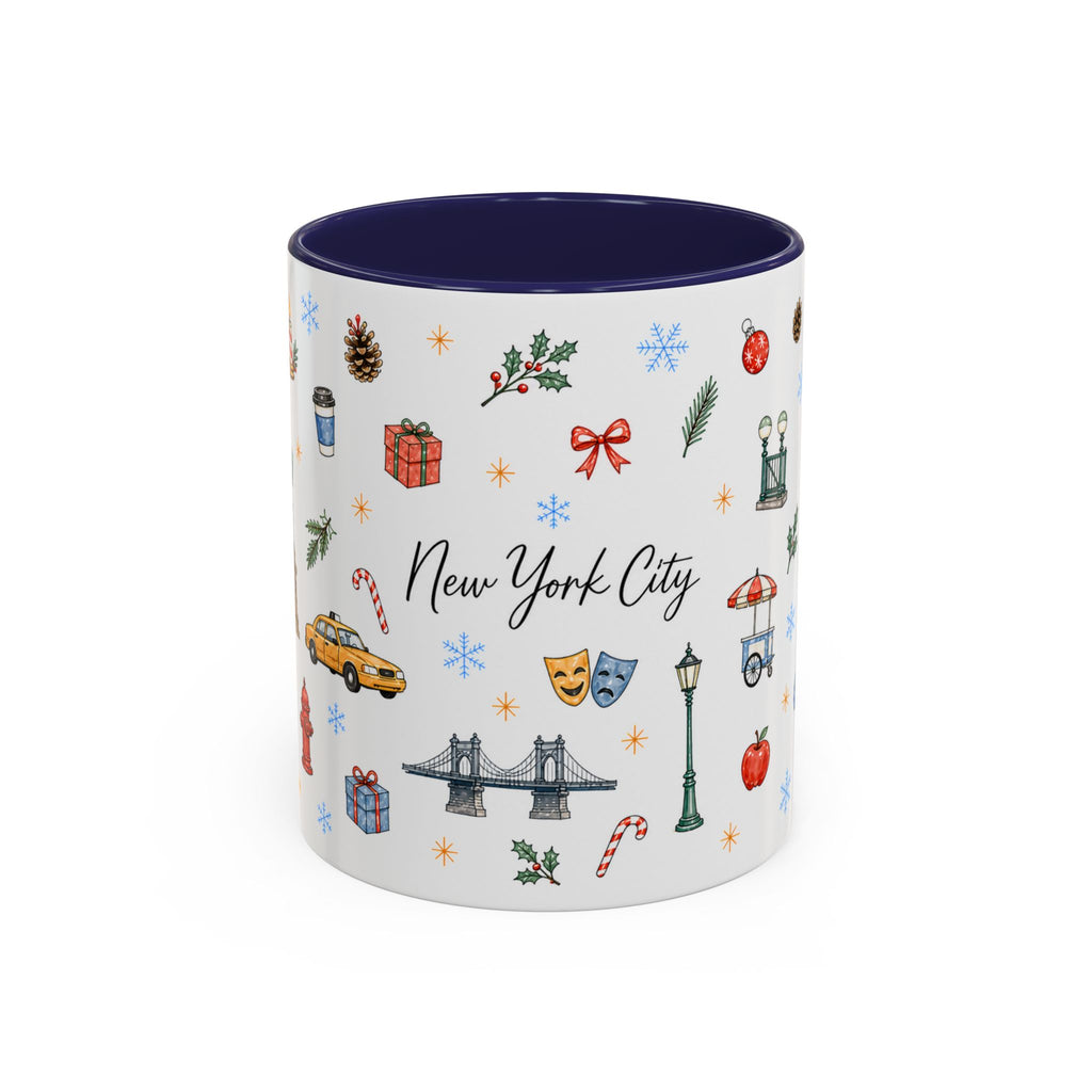 New York City Christmas Mug | Watercolor City Souvenir | Ceramic Coffee Cup